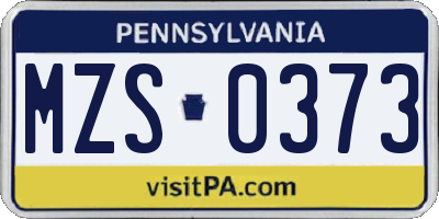 PA license plate MZS0373