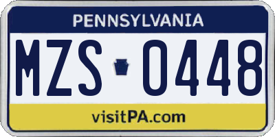 PA license plate MZS0448