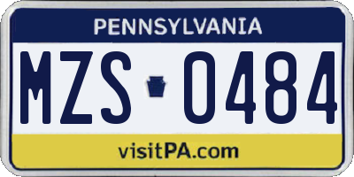 PA license plate MZS0484