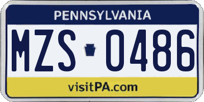 PA license plate MZS0486