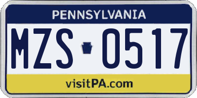 PA license plate MZS0517