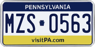 PA license plate MZS0563