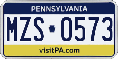 PA license plate MZS0573