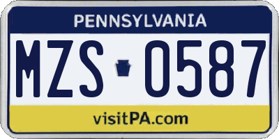 PA license plate MZS0587