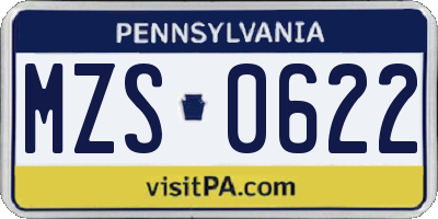 PA license plate MZS0622