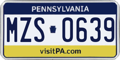 PA license plate MZS0639