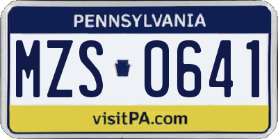 PA license plate MZS0641