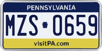 PA license plate MZS0659