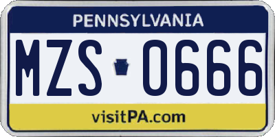 PA license plate MZS0666