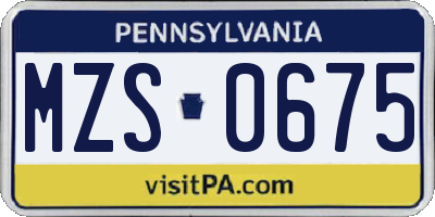 PA license plate MZS0675