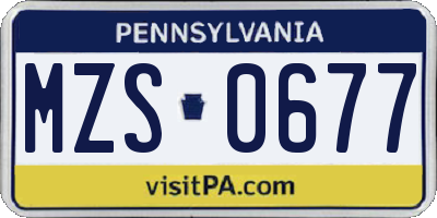 PA license plate MZS0677