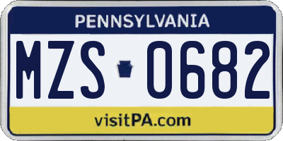 PA license plate MZS0682