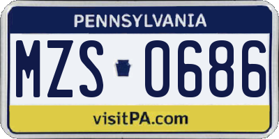 PA license plate MZS0686