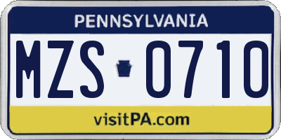 PA license plate MZS0710
