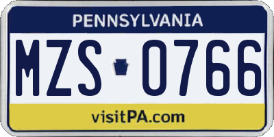 PA license plate MZS0766