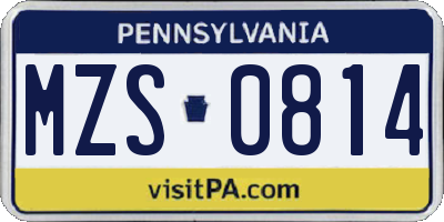 PA license plate MZS0814