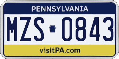 PA license plate MZS0843