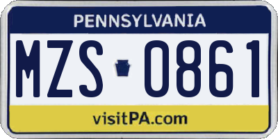 PA license plate MZS0861