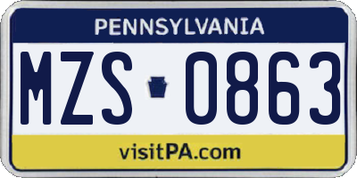 PA license plate MZS0863