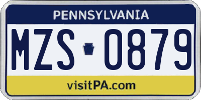 PA license plate MZS0879