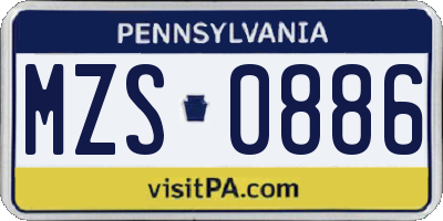 PA license plate MZS0886