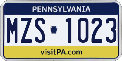 PA license plate MZS1023