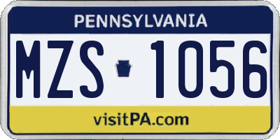 PA license plate MZS1056