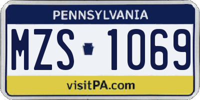 PA license plate MZS1069
