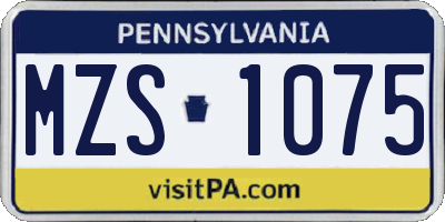 PA license plate MZS1075
