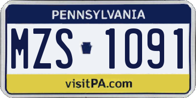 PA license plate MZS1091