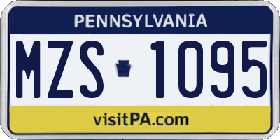 PA license plate MZS1095