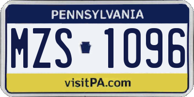 PA license plate MZS1096