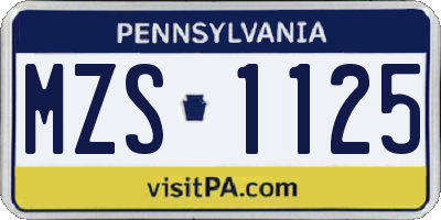 PA license plate MZS1125