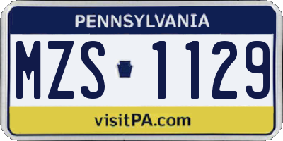 PA license plate MZS1129