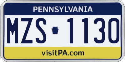 PA license plate MZS1130
