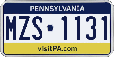 PA license plate MZS1131