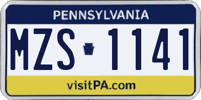 PA license plate MZS1141