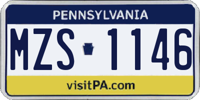 PA license plate MZS1146