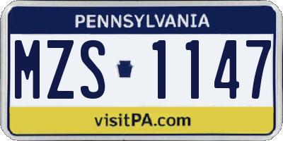 PA license plate MZS1147