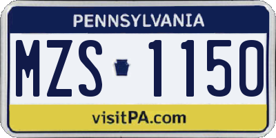 PA license plate MZS1150