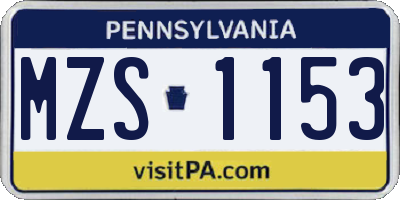 PA license plate MZS1153