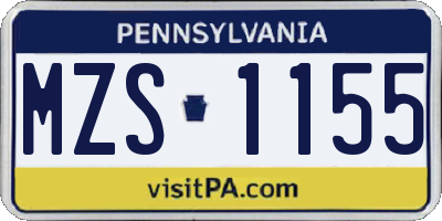 PA license plate MZS1155
