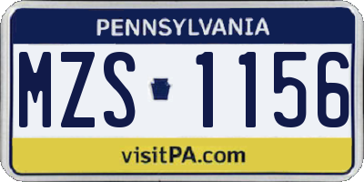 PA license plate MZS1156