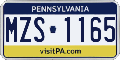 PA license plate MZS1165