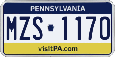 PA license plate MZS1170