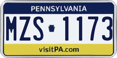 PA license plate MZS1173