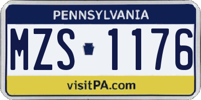 PA license plate MZS1176
