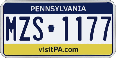 PA license plate MZS1177