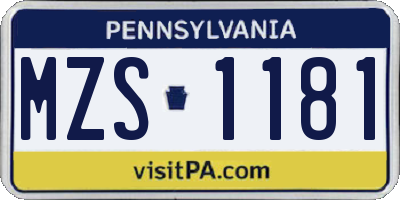 PA license plate MZS1181