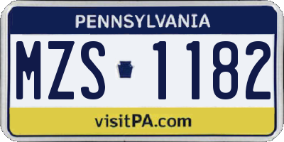 PA license plate MZS1182